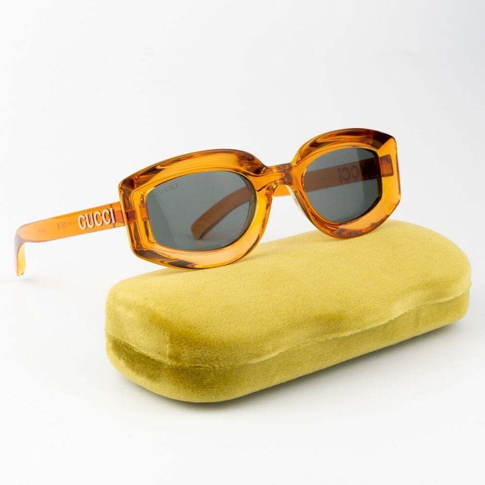 SALE! NEW Gucci GG1719S 005 Orange Grey Women Square Sunglasses GG 1719S - Picture 2 of 11